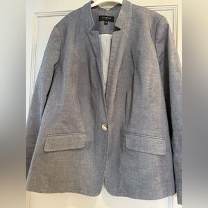 TALBOTS Woman Chambray Blue Blazer size 16W EUC